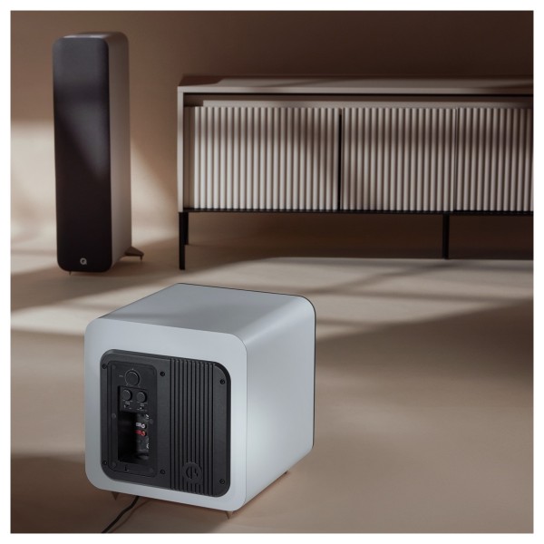 Q Acoustics Q SUB80 Subwoofer, Satin White - rear living room 