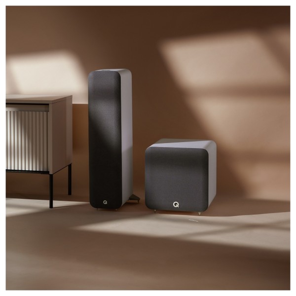 Q Acoustics Q SUB80 Subwoofer, Satin White - 3000 sub lifestlye 