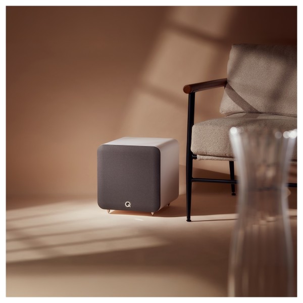 Q Acoustics Q SUB80 Subwoofer, Satin White - sub with chait 