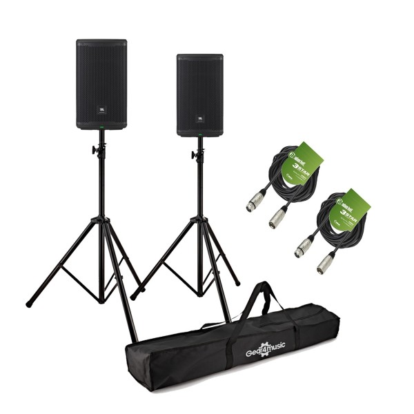 JBL EON710 10 Inch Active PA Speaker Bundle with Stands and Cables