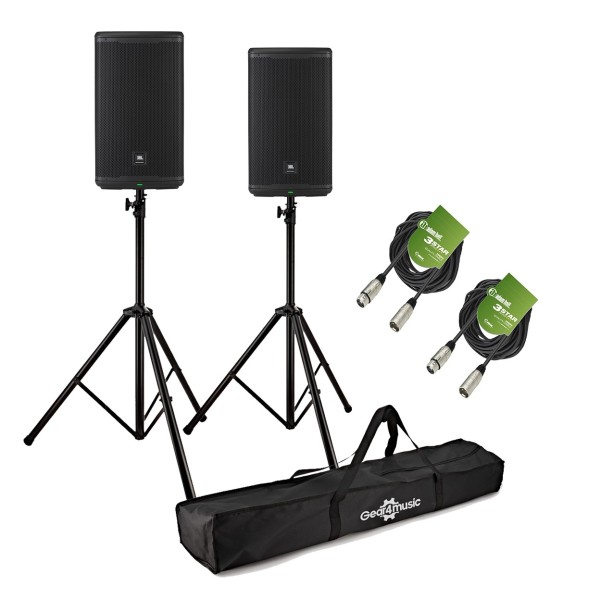 JBL EON712 12 Inch Active PA Speaker Bundle with Stands and Cables