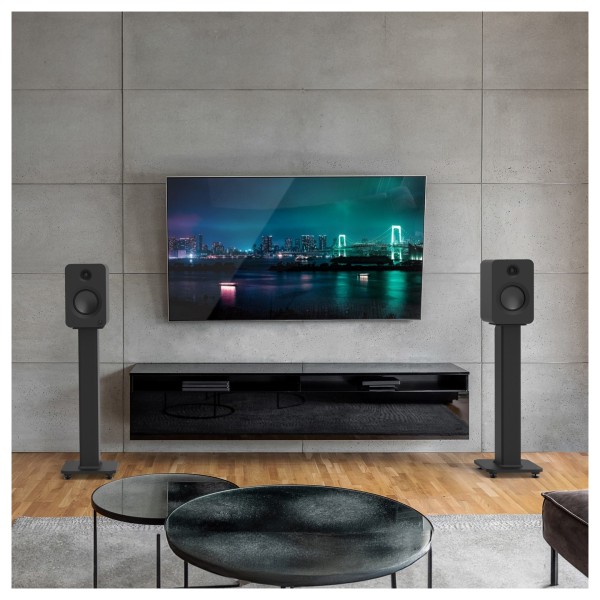 Kanto REN Powered Speakers with HDMI ARC, USB-C, and Bluetooth - Matte Black, Pair - Lifestyle