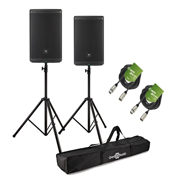 JBL EON715 15 Inch Active PA Speaker Bundle with Stands and Cables