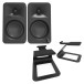 Kanto Ora Desktop Speakers with SE2 Elevated Desktop Speaker Stands, Black - Bundle