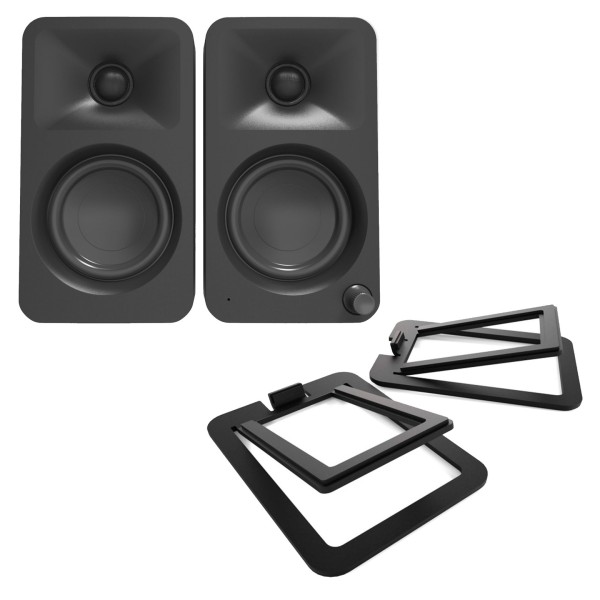 Kanto Ora Desktop Speakers with S2 Tilted Speaker Stands, Black - Bundle