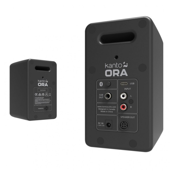 Kanto Ora Desktop Speakers, Black - Angled Rear