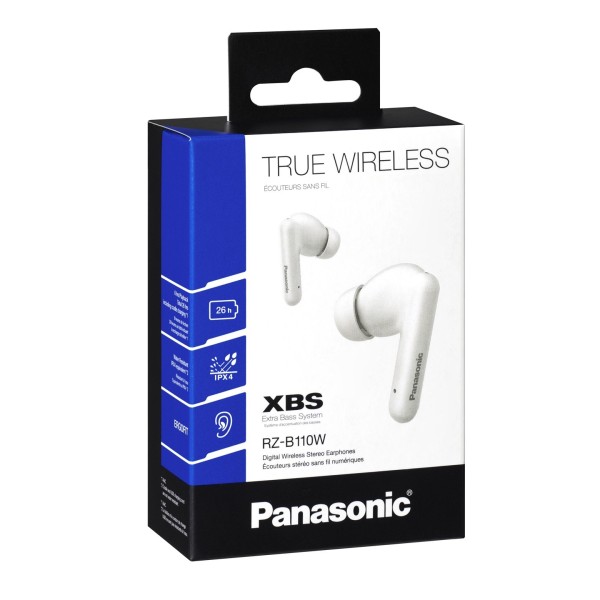 Panasonic RZ-B110WDE Digital Wireless Stereo Earphones, White - Packaging