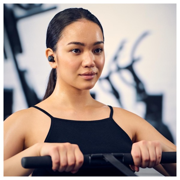 Panasonic RZ-B120WDE Digital Wireless Stereo Earphones, Black - Lifestyle Image, exercise, water and sweat resistance