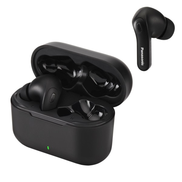 Panasonic RZ-B310WDE HNC Wireless Earphones, Black - Charging cradle and earphone