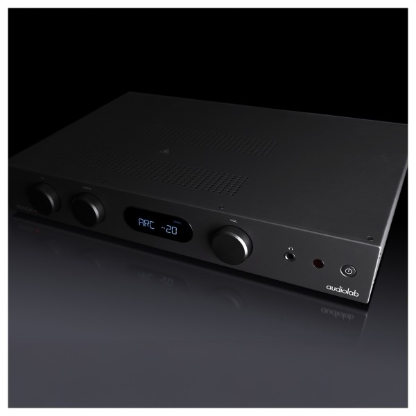 Audiolab 6000A MKII Integrated Amplifier, Aluminium Black - Artistic image, top down view