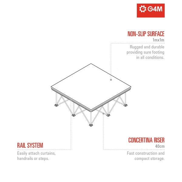 G4M 1m x 1m Spider Stage, 40cm