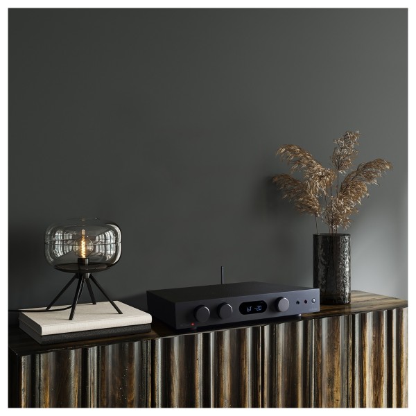 Audiolab 6000A MKII Integrated Amplifier, Aluminium Silver - blk sideboard
