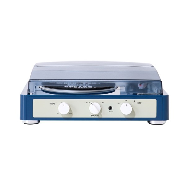 Gadhouse Brad MKII Record Player with Bluetooth, Navy - Front (With Cover)