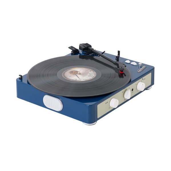 Gadhouse Brad MKII Record Player with Bluetooth, Navy - Angled 2 (Record Not Included)