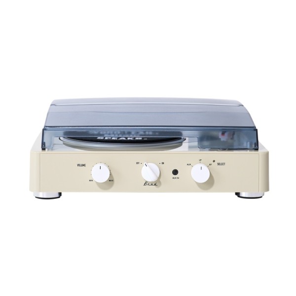 Gadhouse Brad MKII Record Player with Bluetooth, Ivory - Front (With Cover)