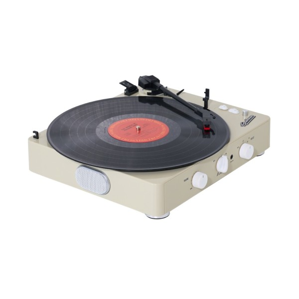 Gadhouse Brad MKII Record Player with Bluetooth, Ivory - Angled (Record Not Included)