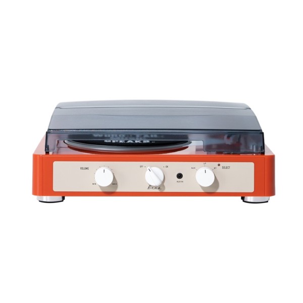 Gadhouse Brad Record Player with Bluetooth, Orange - Front with Cover