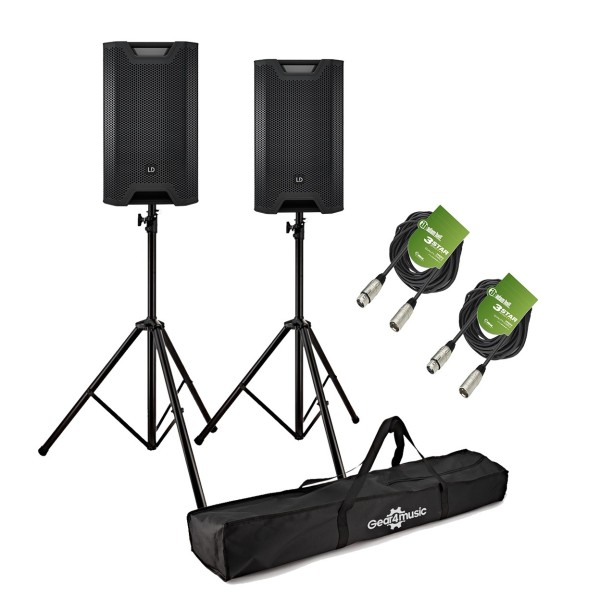 LD Systems ICOA 12 A 12'' Active PA Speaker Bundle with Stands and Cables