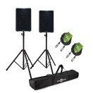 QSC CP12 12'' Active PA Speaker Bundle with Stands and Cables