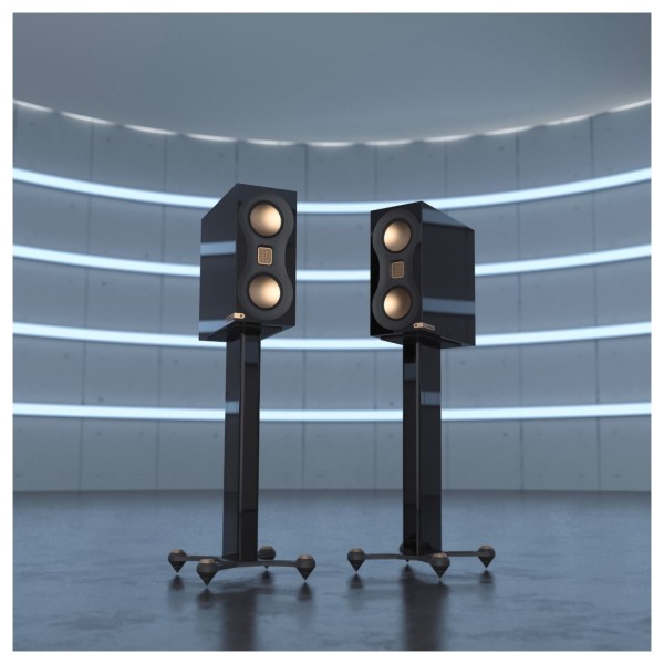 Monitor Audio Studio 89 Bookshelf Speakers (Pair), Black - stands lifestyle 1 