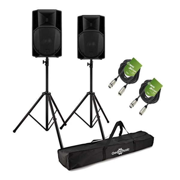 RCF ART 735-A MK5 15 Inch Active PA Speaker Bundle with Stands and Cables