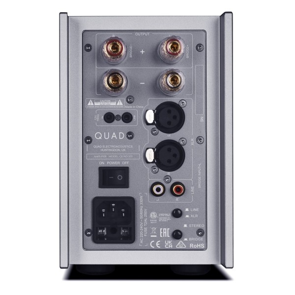Quad 303 Power Amplifier (2024), Silver - amp rear close up 