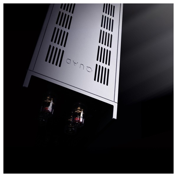 Quad 303 Power Amplifier (2024), Silver - top angle lifestyle 2