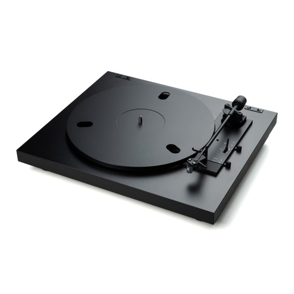 Pro-Ject A1.2 Fully Automatic Turntable, Black - Top, angled, felt mat removed, platter exposed