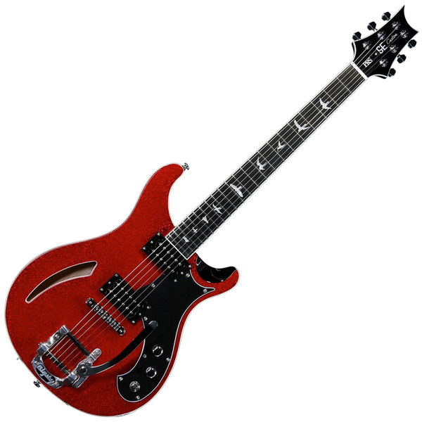 PRS SE Custom, Semi-Hollow Electric Guitar with Bigsby, Red Sparkle