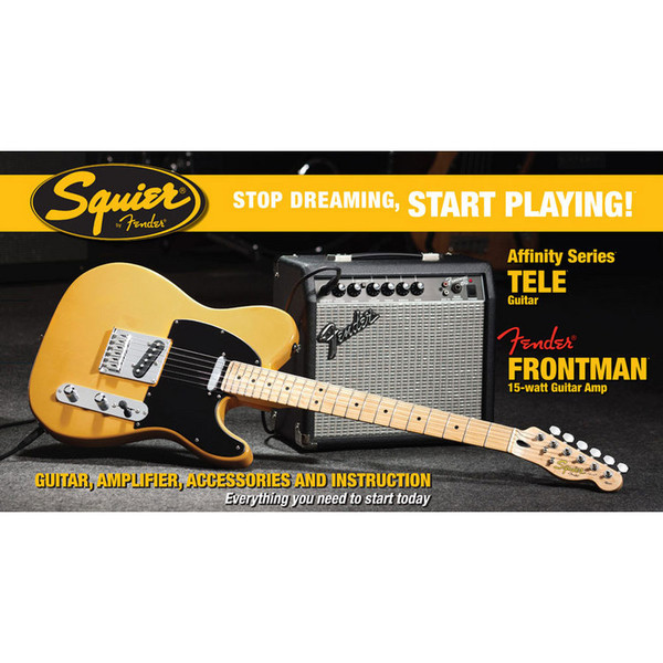 Fender Telecaster Stratocaster Pack with 15w Amp, Blonde