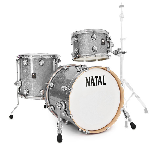 Natal Maple Traditional Jazz 18'' 3 Piece Shell Pack, Silver Sparkle
