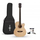 Single Cutaway Elektro-akustisk Guitar med Komplet Tilbeh&oslash;rspakke