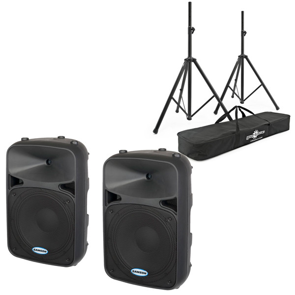 Samson Auro D412 Active PA Speaker Bundle with FREE Stands 