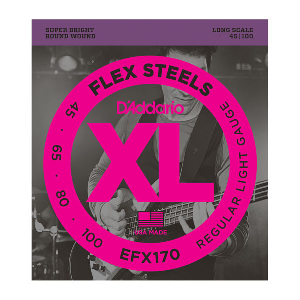 D'Addario EFX170 FlexSteels Bass, Light, 45-100, Long Scale