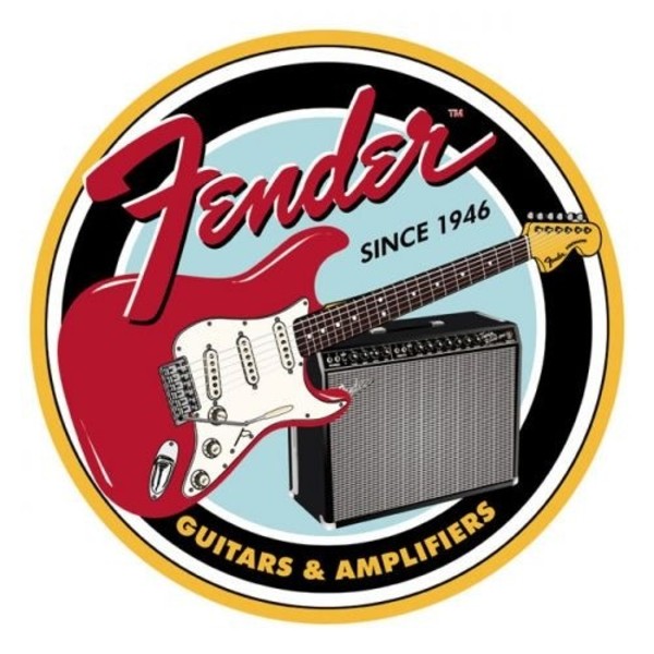 Fender Round Guitars & Amps Tin Sign