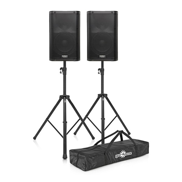 QSC K12 Active PA Speakers with Stands