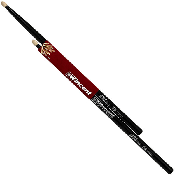 Wincent Hickory 5A Natural Drumsticks, Black