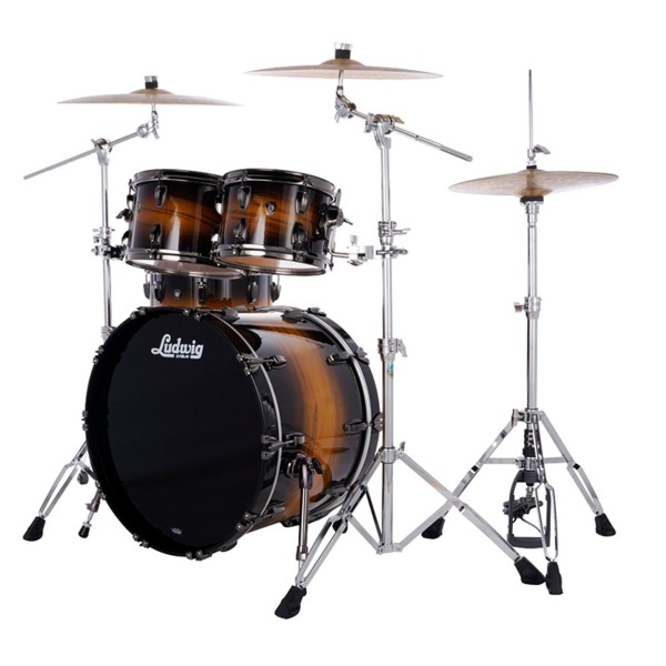 Ludwig Classic Maple Exotic 22" Studio 3pc Shell Pack, Black Gold Burst