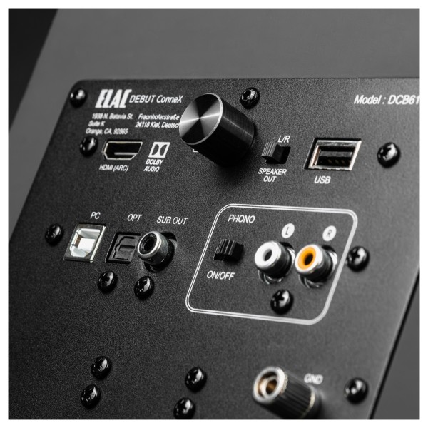 ELAC Debut ConneX DCB61 Active Speakers (Pair), Black - Rear panel, detail image