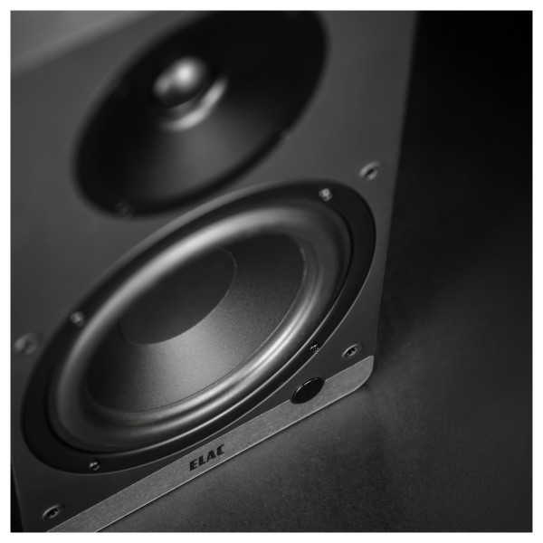 ELAC Debut ConneX DCB61 Active Speakers (Pair), Black - Detail image, downward, front, tweeter and drivers