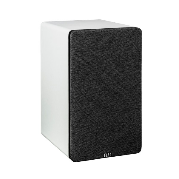 ELAC Debut ConneX DCB61 Active Speakers (Pair), White - Angled, grille attached