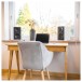 ELAC Debut ConneX DCB61 Active Speakers (Pair), White - Lifestyle Image, deskt and laptop