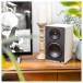 ELAC Debut ConneX DCB61 Active Speakers (Pair), White - Lifestyle Image, TV setup, living room