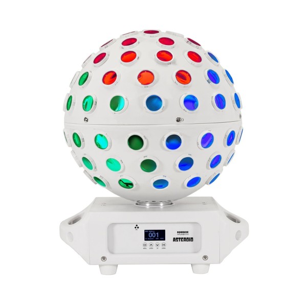 Equinox Asteroid RGBW LED Mirrorball Effect Light White Front Colour