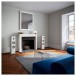 KEF Q7 Meta Floorstanding Speakers (Pair), Satin White - Lifestyle Image, living room