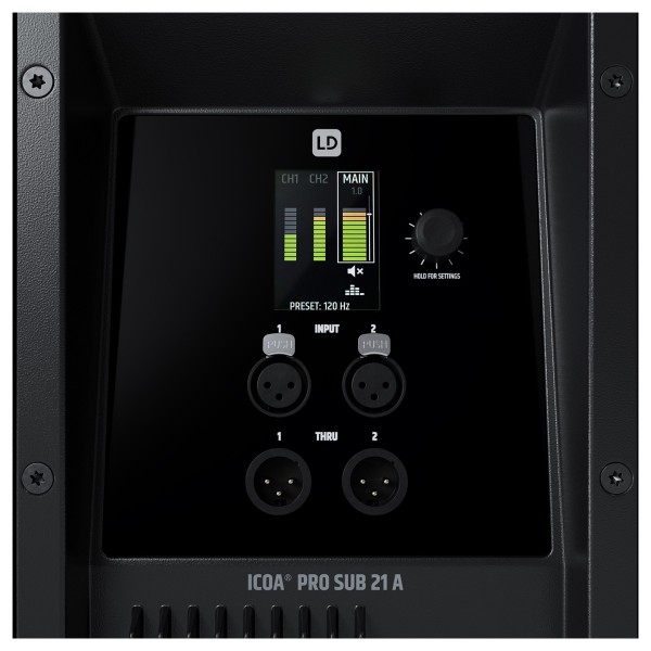 LD Systems ICOA SUB PRO 21 A Active PA Subwoofer Control Panel