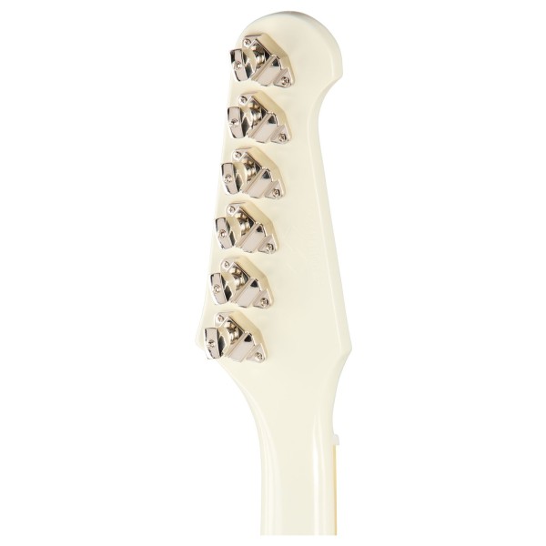 Epiphone 1963 Firebird V Maestro Vibrola Reissue, Polaris White - headstock back 