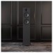 Acoustic Energy AE309 MKII Floorstanding Speakers (Pair), Matt Black - Lifestyle Image, no grille