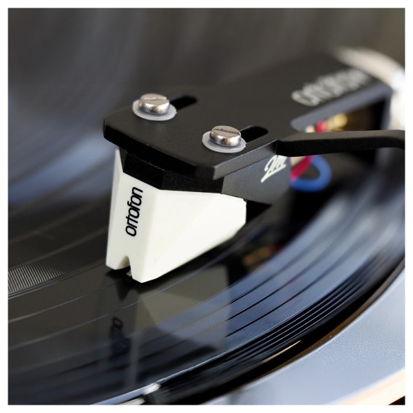Ortofon 2M Mono Moving Magnet Cartridge - Lifestyle Image, mounted to headshell and tonearm
