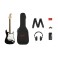 Squier Affinity Series Stratocaster Mustang Micro Pack, Black, with Gig Bag and HD9 Headphones - Nearly New